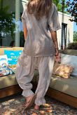 Izi Cheesecloth Button Tee Mocha